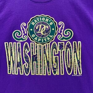Vintage 90s Washington DC T-Shirt Purple Tultex Single Stitch XL READ
